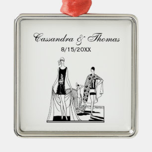 Vintage Art Deco Fashionable Ladies at the Beach Metal Tree Decoration