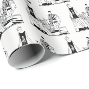 Vintage Art Deco Fashionable Ladies at the Beach Wrapping Paper