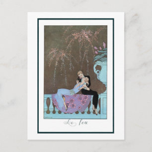 Vintage Art Deco Fireworks Le Feu, George Barbier Postcard