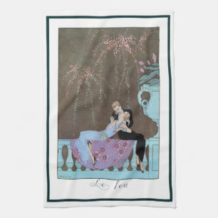Vintage Art Deco Fireworks Le Feu, George Barbier Tea Towel