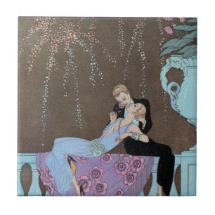 Vintage Art Deco Fireworks Le Feu, George Barbier Tile