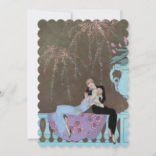 Vintage Art Deco, Fireworks Wedding Invitation