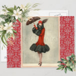 Vintage Art Deco Flapper French Fashion Postcard<br><div class="desc">Retro Red Flapper/French Fashion Magazine Postcard</div>