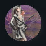 Vintage Art Deco Flapper Lady Design Round Clock<br><div class="desc">Vintage Art Deco Flapper Lady Design,  ever popular,  many more vintage designs in my store.</div>