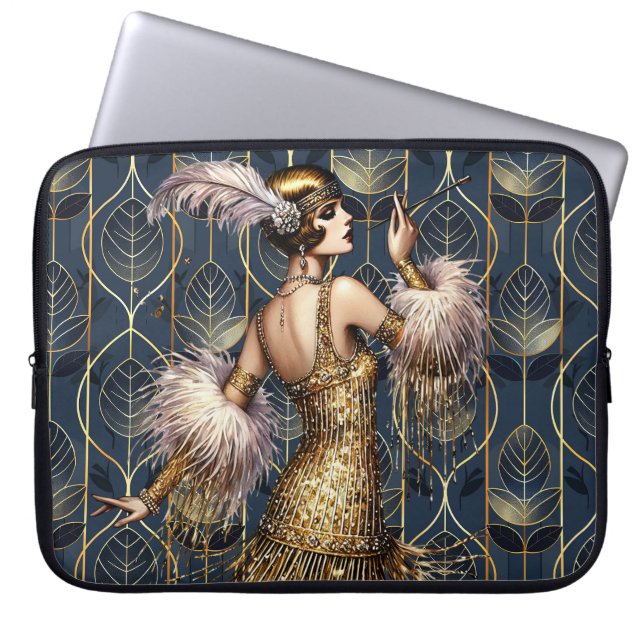 Vintage Art Deco Flapper Laptop Sleeve (Front)