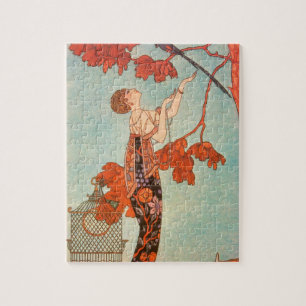 Vintage Art Deco, Flighty Bird by George Barbier Jigsaw Puzzle