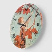 Vintage Art Deco, Flighty Bird by George Barbier Large Clock (Angle)