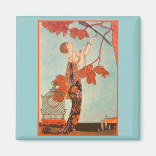 Vintage Art Deco, Flighty Bird by George Barbier Magnet