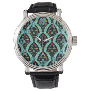 Vintage Art Deco Flower Fan Mosaic Watch