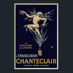 Vintage Art Deco French Wine Ad Poster<br><div class="desc">A reproduction print of a 1910s Art Deco poster promoting wine brand " Chanteclair ". Very rare,  expertly restored.</div>