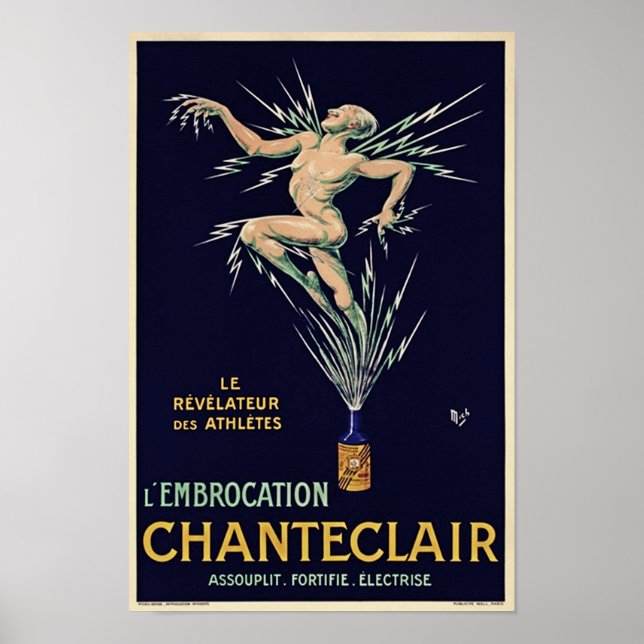 Vintage Art Deco French Wine Ad Poster (Front)
