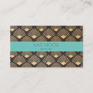 Vintage Art Deco Gatsby Fan Geometric Pattern Business Card