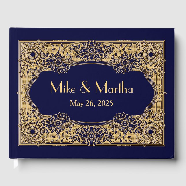 Vintage Art Deco Gold Frame Guest Book (Front)