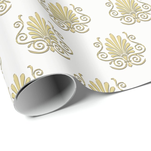 Vintage Art Deco Gold Plume Arabesque Wrapping Paper (Roll Corner)