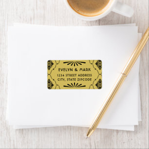 Vintage Art Deco Gold Wedding Address Label