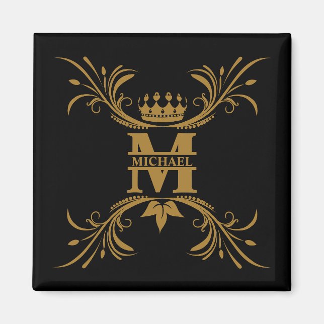 Vintage Art Deco Golden Name Monogram Magnet (Front)