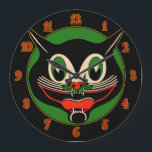 Vintage Art Deco Halloween Cat Large Clock<br><div class="desc">Vintage Art Deco Halloween Cat Large Clock</div>