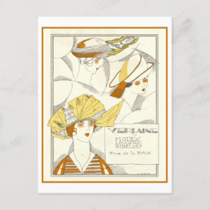 Vintage Art Deco Hat Advertisement Postcard