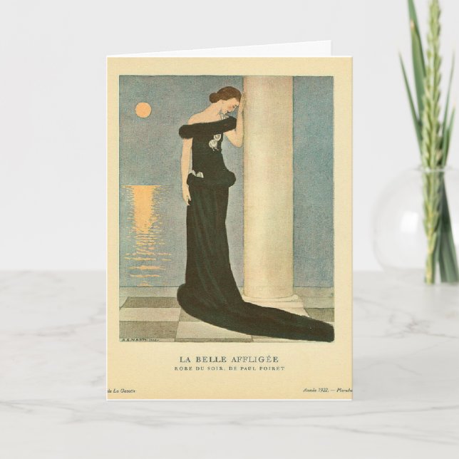 Vintage Art Deco Illustration ~ La Belle Affligee Card (Front)