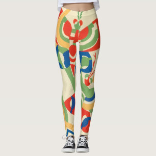 Vintage Art Deco Jazz Pochoir Garden Butterflies Leggings