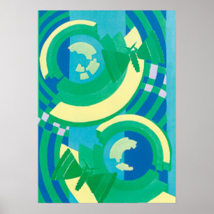 Vintage Art Deco Jazz Pochoir Garden Butterflies Poster