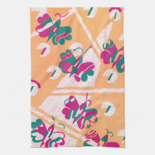 Vintage Art Deco Jazz Pochoir Garden Butterflies Tea Towel