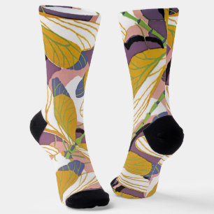 Vintage Art Deco Jazz Pochoir Garden Dragonflies Socks
