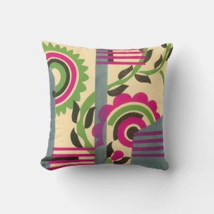Vintage Art Deco Jazz Pochoir Geometric Pattern Cushion