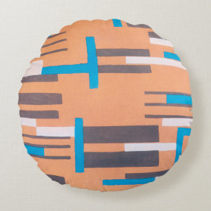 Vintage Art Deco Jazz Pochoir, Geometric Pattern Round Cushion