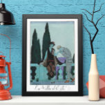 Vintage Art Deco La Villa d'Este by George Barbier Poster<br><div class="desc">Vintage illustration love and romance art deco image with a man kissing a woman's hand on the balcony at la villa d'Este by artist George Barbier, 1922. Newlyweds on their honeymoon at a romantic estate in Italy.</div>