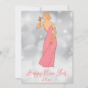 Vintage Art Deco Lady New Years Eve Party Invitation