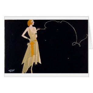 Vintage Art Deco Lady Smoking,