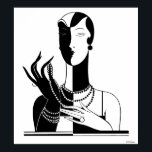 Vintage Art Deco Lady With Pearls Black Transp Poster<br><div class="desc">Vintage Art Deco Lady With Pearls - Vintage Advertising Art - Black & Transparent Image Customizable invitations and accessories with a stylized vintage art deco advertising art image of a fashionable 1920s - 1930s woman wearing pearls. You can easily customize these products by adding text fields, removing existing text fields,...</div>