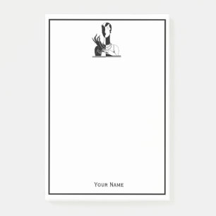 Vintage Art Deco Lady With Pearls Blk White Post-it Notes
