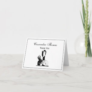 Vintage Art Deco Lady With Pearls Blk White Thank You Card