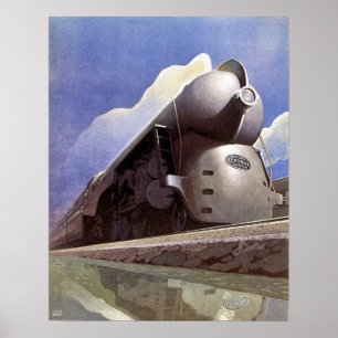 Vintage Art Deco Locomotive Train Ad Poster