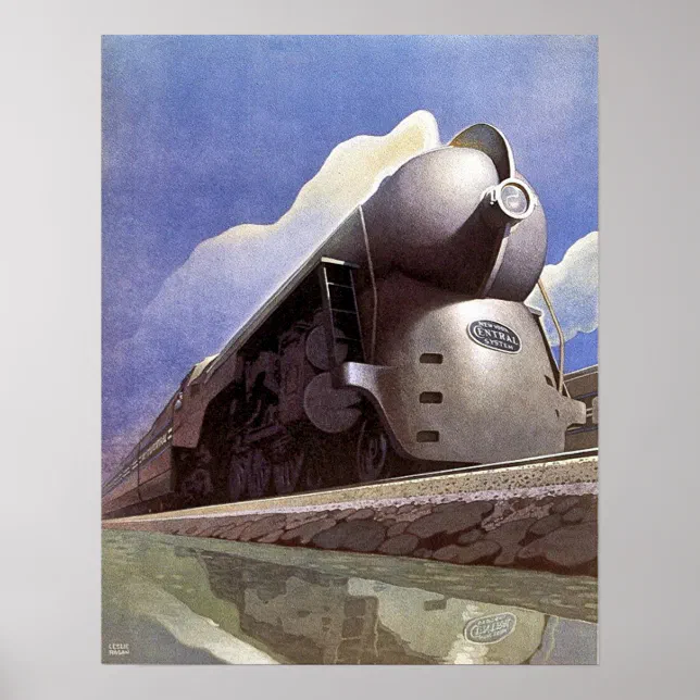 Vintage Art Deco Locomotive Train Ad Poster | Zazzle