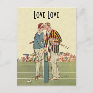 Vintage Art Deco Love and Romance, Save the Date! Announcement Postcard