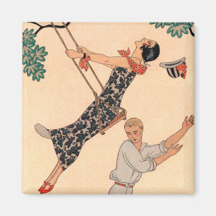 Vintage Art Deco Love, The Swing by George Barbier Magnet