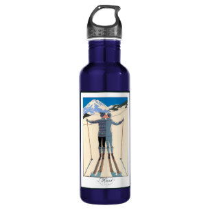 Vintage Art Deco, Lovers in Snow by George Barbier 710 Ml Water Bottle