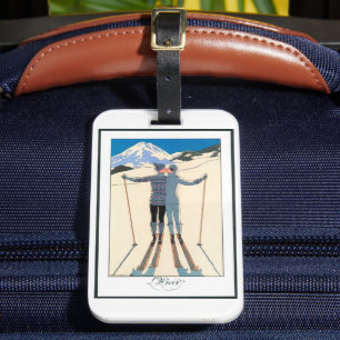 Vintage Art Deco, Lovers in Snow by George Barbier Luggage Tag