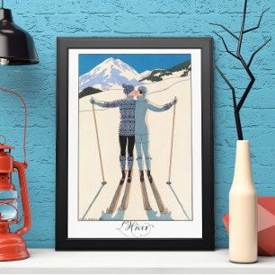 Vintage Art Deco, Lovers in Snow by George Barbier Poster