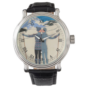 Vintage Art Deco, Lovers in Snow by George Barbier Watch