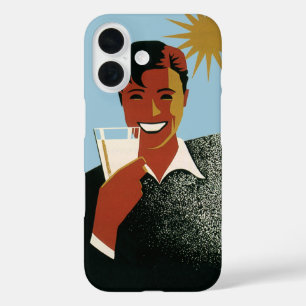 Vintage Art Deco Man, Cold Drinks in the Summer iPhone 16 Case
