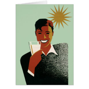 Vintage Art Deco, Man with Cocktail in the Sun