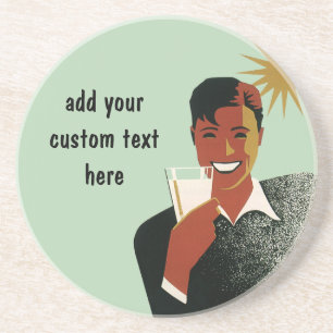 Vintage Art Deco, Man with Cocktail in the Sun Coaster