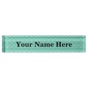 Vintage Art Deco Mint Green Geometric Mosaic Name Nameplate