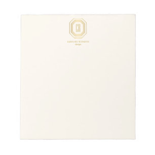 Vintage Art Deco Monogram Gold/Ivory Notepad