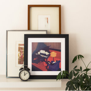 Vintage Art Deco Music Lounge Piano Player Pianist Poster