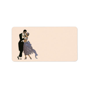 Vintage Art Deco Newlyweds, Bride and Groom Dance Label